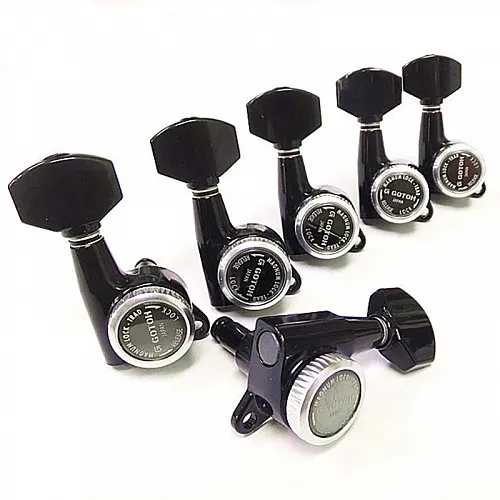 Gotoh SG381-MGT-07-B-L6 Комплект колков для гитары 6л, локовые, черные.